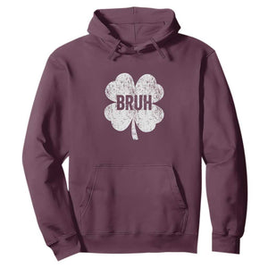 Funny St Patricks Day Bruh Hoodie Lucky Shamrock Vintage TS02 Maroon Print Your Wear