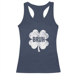 Funny St Patricks Day Bruh Racerback Tank Top Lucky Shamrock Vintage TS02 Navy Print Your Wear