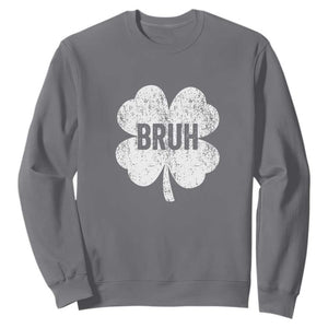 Funny St Patricks Day Bruh Sweatshirt Lucky Shamrock Vintage TS02 Charcoal Print Your Wear