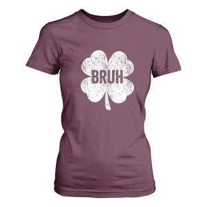Funny St Patricks Day Bruh T Shirt For Women Lucky Shamrock Vintage TS02 Maroon Print Your Wear