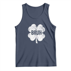 Funny St Patricks Day Bruh Tank Top Lucky Shamrock Vintage TS02 Navy Print Your Wear