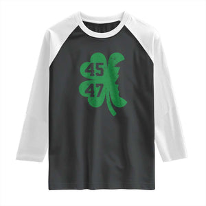 Funny St Patrick's Day Trump 45 47 Raglan Shirt US President Lucky Shamrock TS02 Black White Print Your Wear