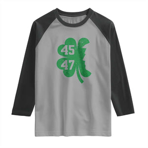 Funny St Patrick's Day Trump 45 47 Raglan Shirt US President Lucky Shamrock TS02 Sport Gray Black Print Your Wear