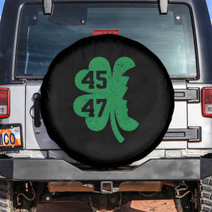 Funny St Patrick's Day Trump 45 47 Spare Tire Cover US President Lucky Shamrock TS02 No hole Black Print Your Wear