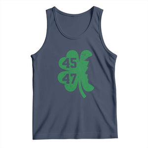 Funny St Patrick's Day Trump 45 47 Tank Top US President Lucky Shamrock TS02 Navy Print Your Wear