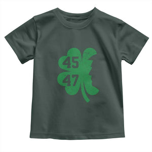 Funny St Patrick's Day Trump 45 47 Toddler T Shirt US President Lucky Shamrock TS02 Dark Forest Green Print Your Wear