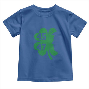 Funny St Patrick's Day Trump 45 47 Toddler T Shirt US President Lucky Shamrock TS02 Royal Blue Print Your Wear