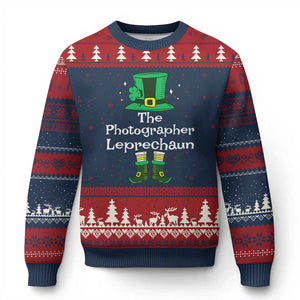 The Photographer Leprechaun Matching Group Ugly Christmas Sweater Festive St Patricks Day Squad Photographers TS02 Navy Red Print Your Wear
