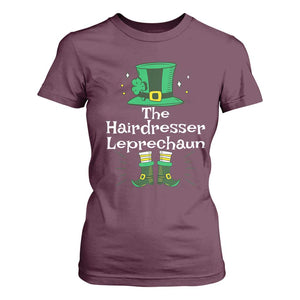 The Hairdresser Leprechaun Matching Group T Shirt For Women Festive St Patricks Day Squad Hairdressers TS02 Maroon Print Your Wear