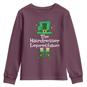 The Hairdresser Leprechaun Matching Group Youth Sweatshirt Festive St Patricks Day Squad Hairdressers TS02 Maroon Print Your Wear