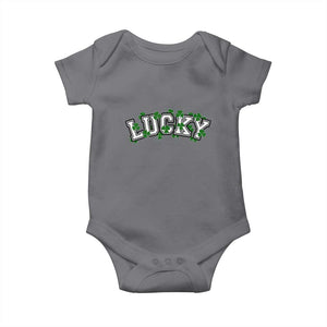 St Patricks Day Lucky Shamrock Baby Onesie Vintage Minimalist TS02 Charcoal Print Your Wear