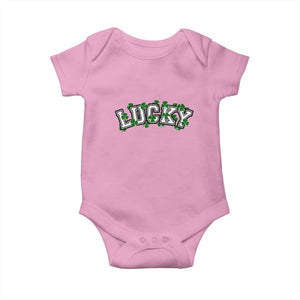 St Patricks Day Lucky Shamrock Baby Onesie Vintage Minimalist TS02 Light Pink Print Your Wear