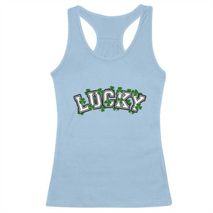 St Patricks Day Lucky Shamrock Racerback Tank Top Vintage Minimalist TS02 Light Blue Print Your Wear