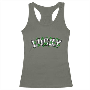 St Patricks Day Lucky Shamrock Racerback Tank Top Vintage Minimalist TS02 Military Green Print Your Wear