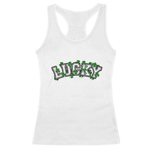St Patricks Day Lucky Shamrock Racerback Tank Top Vintage Minimalist TS02 White Print Your Wear
