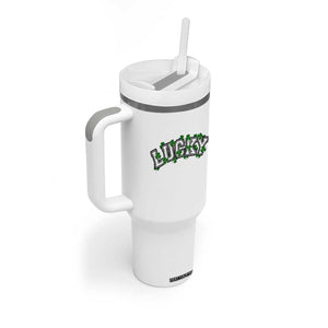 St Patricks Day Lucky Shamrock Tumbler With Handle Vintage Minimalist TS02 Print Your Wear