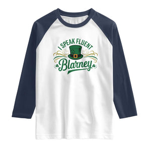 I Speak The Blarney Raglan Shirt Funny Irish St. Patricks Day TS02 White Navy Print Your Wear
