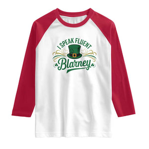 I Speak The Blarney Raglan Shirt Funny Irish St. Patricks Day TS02 White Red Print Your Wear