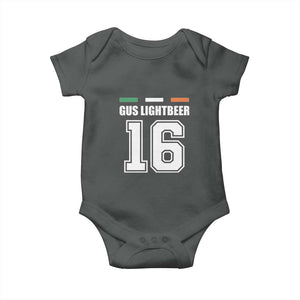 Funny Gus Lightbeer 16 Baby Onesie Ireland Irish Name St. Patricks Day Drinking Pub TS02 Dark Heather Print Your Wear