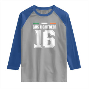 Funny Gus Lightbeer 16 Raglan Shirt Ireland Irish Name St. Patricks Day Drinking Pub TS02 Sport Gray Royal Print Your Wear