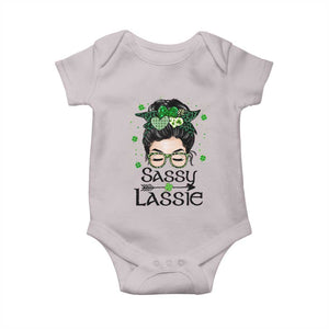 Lucky Sassy Lassie Messy Bun Baby Onesie Funny St Patricks Day TS02 Ice Gray Print Your Wear