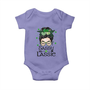 Lucky Sassy Lassie Messy Bun Baby Onesie Funny St Patricks Day TS02 Violet Print Your Wear