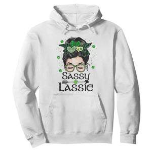 Lucky Sassy Lassie Messy Bun Hoodie Funny St Patricks Day TS02 White Print Your Wear