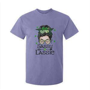 Lucky Sassy Lassie Messy Bun T Shirt For Kid Funny St Patricks Day TS02 Violet Print Your Wear