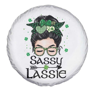 Lucky Sassy Lassie Messy Bun Spare Tire Cover Funny St Patricks Day TS02 Print Your Wear