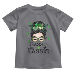 Lucky Sassy Lassie Messy Bun Toddler T Shirt Funny St Patricks Day TS02 Charcoal Print Your Wear