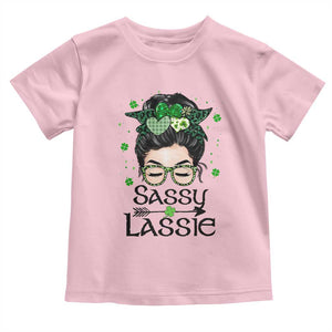 Lucky Sassy Lassie Messy Bun Toddler T Shirt Funny St Patricks Day TS02 Light Pink Print Your Wear