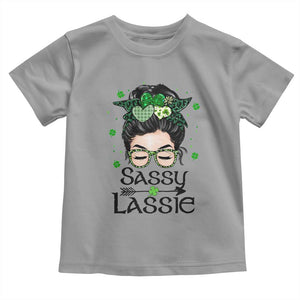 Lucky Sassy Lassie Messy Bun Toddler T Shirt Funny St Patricks Day TS02 Sport Gray Print Your Wear