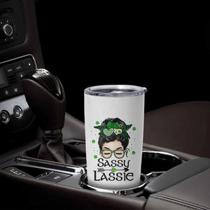 Lucky Sassy Lassie Messy Bun Tumbler Cup Funny St Patricks Day TS02 Print Your Wear