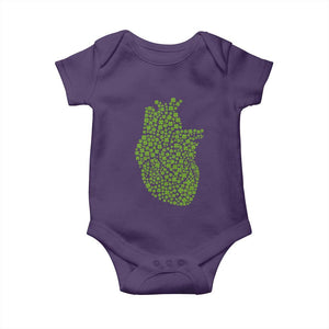 Lucky Shamrocks Heart Baby Onesie Anatomical Anatomy St Patrick's Day TS02 Purple Print Your Wear