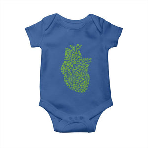Lucky Shamrocks Heart Baby Onesie Anatomical Anatomy St Patrick's Day TS02 Royal Blue Print Your Wear