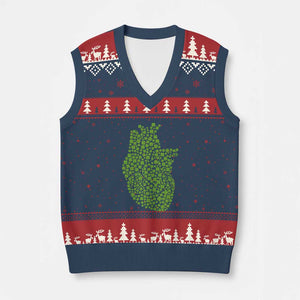 Lucky Shamrocks Heart V-Neck Knit Sweater Vest Anatomical Anatomy St Patrick's Day TS02 Navy Red Print Your Wear