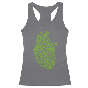 Lucky Shamrocks Heart Racerback Tank Top Anatomical Anatomy St Patrick's Day TS02 Charcoal Print Your Wear