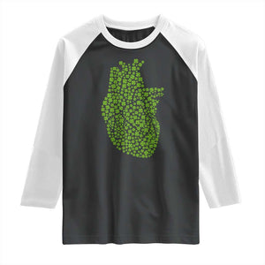 Lucky Shamrocks Heart Raglan Shirt Anatomical Anatomy St Patrick's Day TS02 Black White Print Your Wear