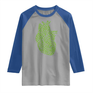 Lucky Shamrocks Heart Raglan Shirt Anatomical Anatomy St Patrick's Day TS02 Sport Gray Royal Print Your Wear