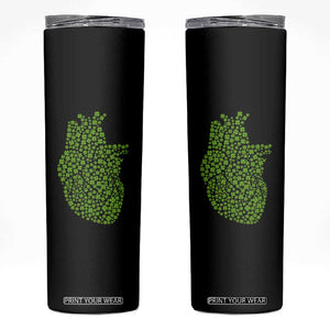 Lucky Shamrocks Heart Skinny Tumbler Anatomical Anatomy St Patrick's Day TS02 Black Print Your Wear