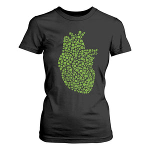 Lucky Shamrocks Heart T Shirt For Women Anatomical Anatomy St Patrick's Day TS02 Black Print Your Wear
