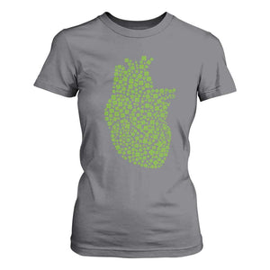 Lucky Shamrocks Heart T Shirt For Women Anatomical Anatomy St Patrick's Day TS02 Charcoal Print Your Wear