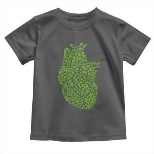 Lucky Shamrocks Heart Toddler T Shirt Anatomical Anatomy St Patrick's Day TS02 Dark Heather Print Your Wear