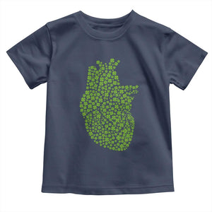 Lucky Shamrocks Heart Toddler T Shirt Anatomical Anatomy St Patrick's Day TS02 Navy Print Your Wear