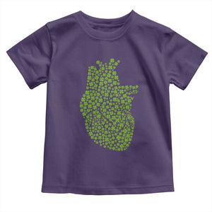 Lucky Shamrocks Heart Toddler T Shirt Anatomical Anatomy St Patrick's Day TS02 Purple Print Your Wear