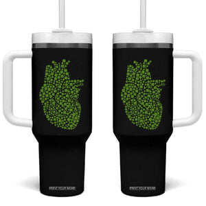 Lucky Shamrocks Heart Tumbler With Handle Anatomical Anatomy St Patrick's Day TS02 One Size: 40 oz Black Print Your Wear