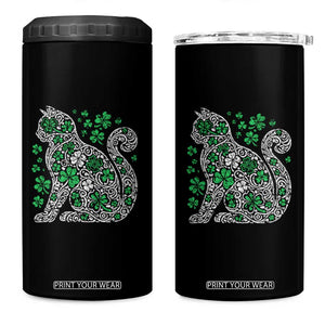 Irish Shamrock Cat Graphic 4 in 1 Can Cooler Tumbler Saint Patrick Day for Cat Lovers TS02 One Size: 16 oz Black Print Your Wear