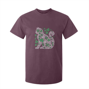 Irish Shamrock Cat Graphic T Shirt For Kid Saint Patrick Day for Cat Lovers TS02 Maroon Print Your Wear