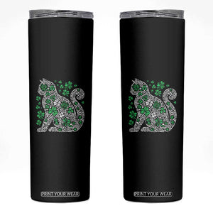 Irish Shamrock Cat Graphic Skinny Tumbler Saint Patrick Day for Cat Lovers TS02 Black Print Your Wear