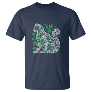 Irish Shamrock Cat Graphic T Shirt Saint Patrick Day for Cat Lovers TS02 Navy Print Your Wear